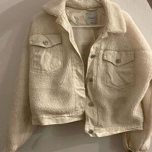 Angel kiss Los Angeles, size, small Sherpa, and white denim jacket